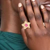 Brushed Gold Stone Rings 3-Pack