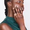 Brushed Gold Stone Rings 3-Pack