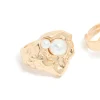 Brushed Gold Stone Rings 3-Pack