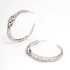 2812-brushed-silver-snake-textured-hoop-earrings-1.webp Brushed Silver Snake Textured Hoop Earrings