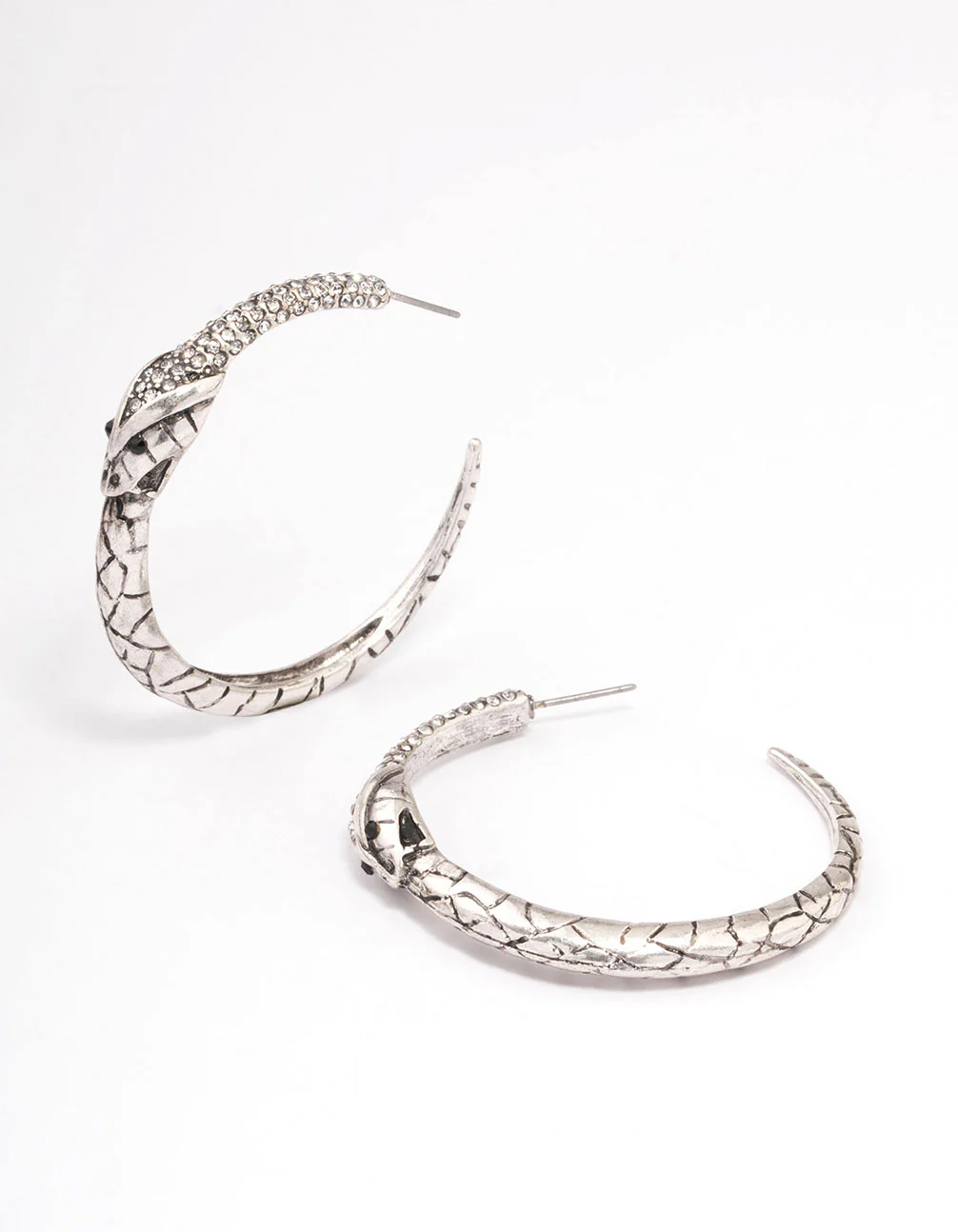 2812-brushed-silver-snake-textured-hoop-earrings-1.webp Brushed Silver Snake Textured Hoop Earrings