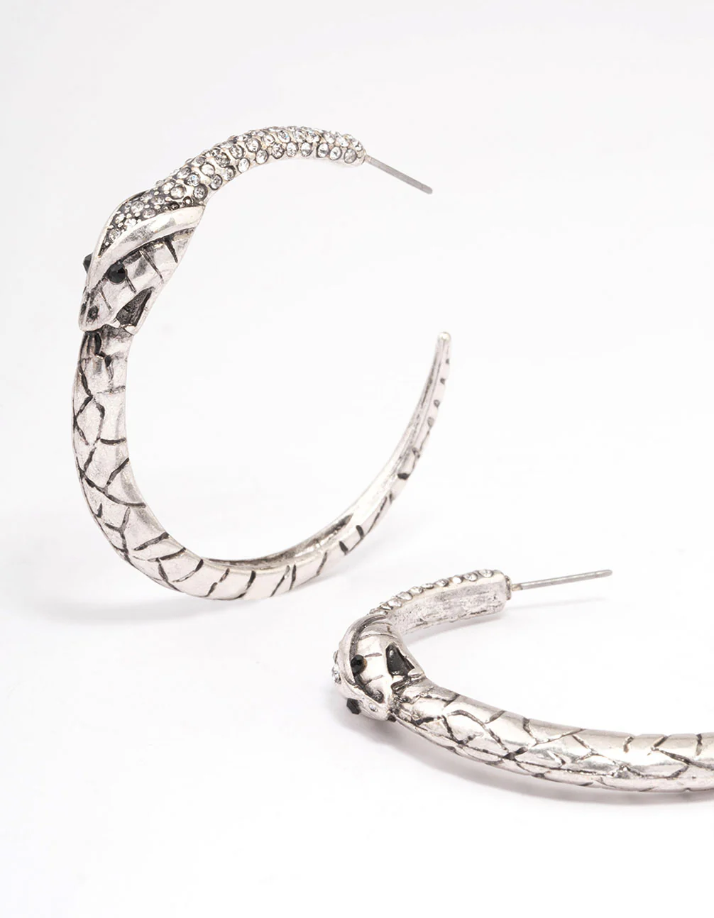 2812-brushed-silver-snake-textured-hoop-earrings-2.webp Brushed Silver Snake Textured Hoop Earrings