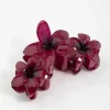 Burgundy Frangipani Flowers Hair Claw Clip