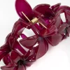 Burgundy Frangipani Flowers Hair Claw Clip