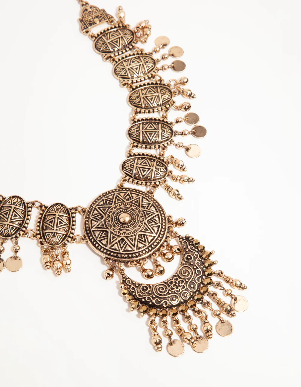 2826-burnished-gold-boho-bead-drop-necklace-1.webp Burnished Gold Boho Bead Drop Necklace