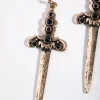 Burnished Gold Sword Drop Earrings