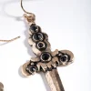 Burnished Gold Sword Drop Earrings