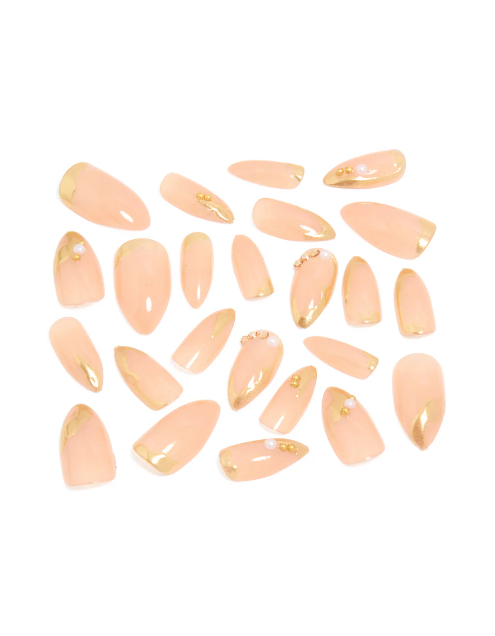 285-gold-pearl-tip-press-on-nails-set-2.webp Gold Pearl Tip Press On Nails Set