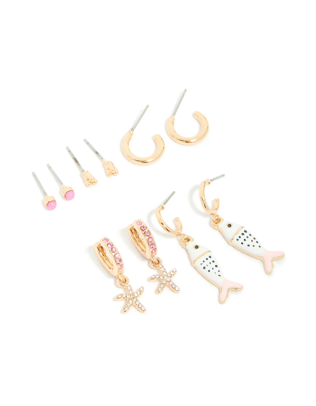 286-gold-pink-enamel-fish-earrings-5-pack-1.webp Gold Pink & Enamel Fish Earrings 5-Pack