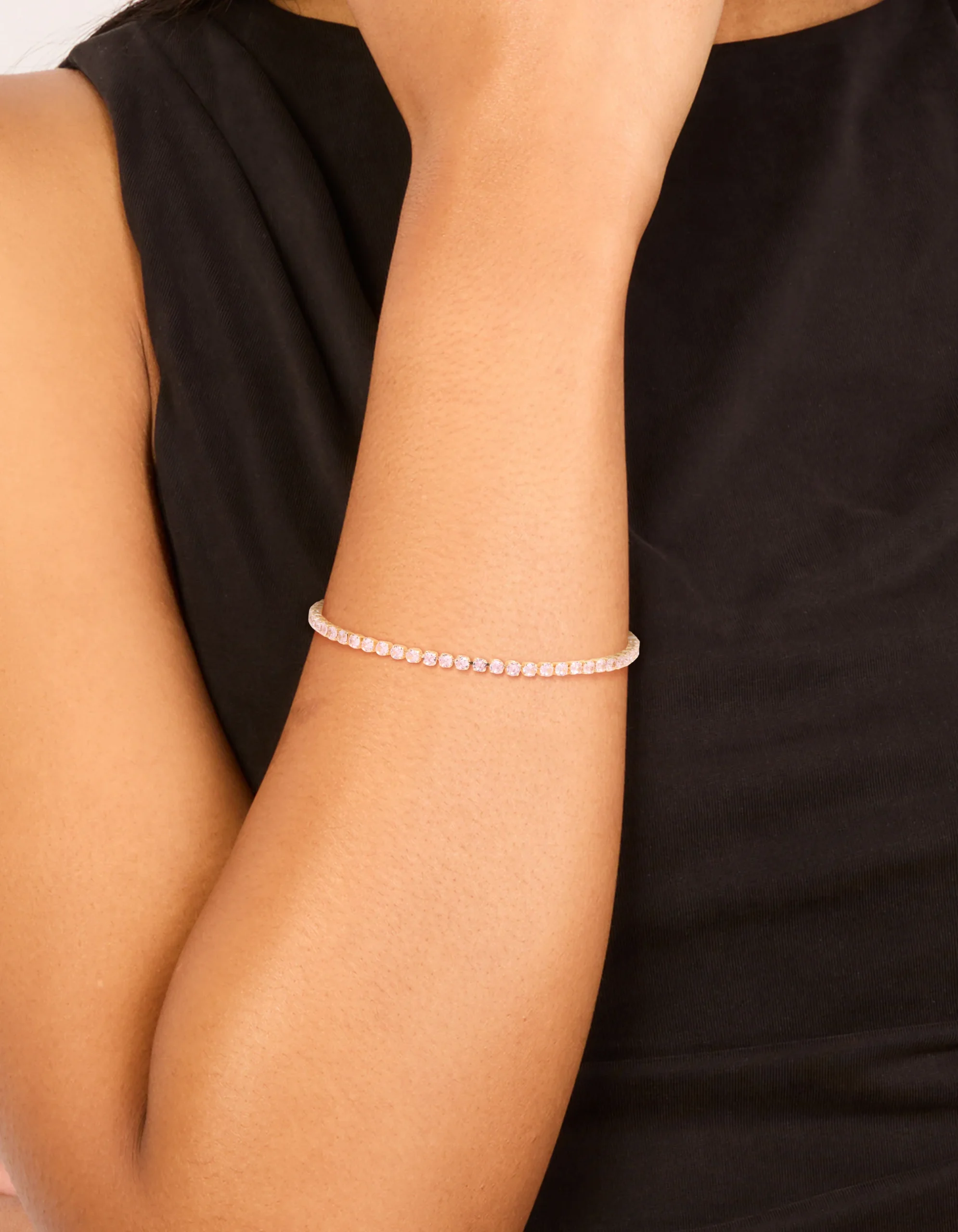 287-gold-pink-cubic-zirconia-dainty-tennis-bracelet-1.webp Gold Pink Cubic Zirconia Dainty Tennis Bracelet