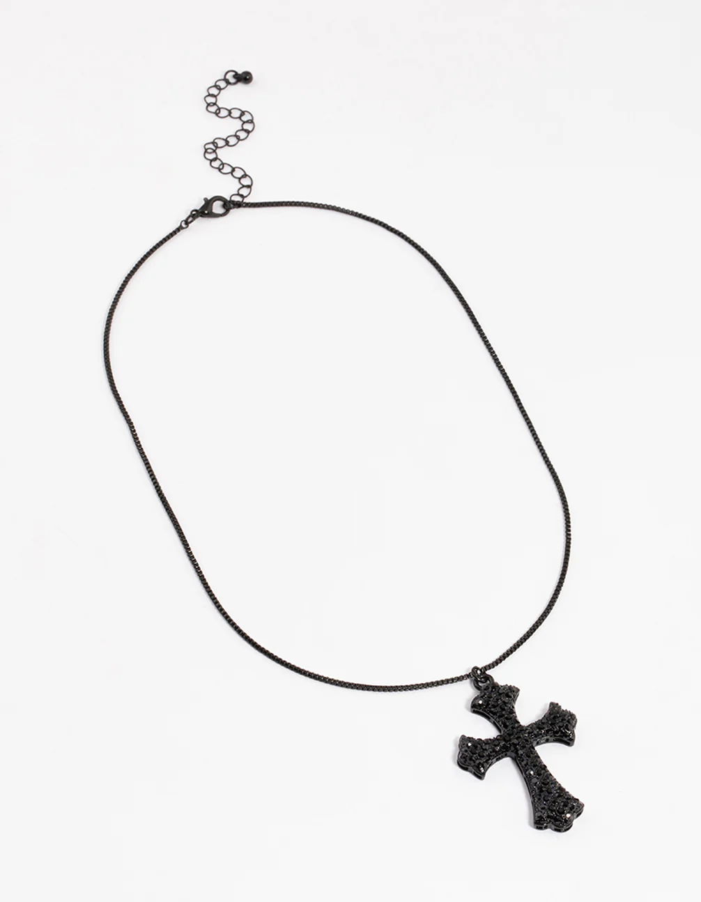 2879-coated-black-boxchain-large-diamante-cross-necklace-2.webp Coated Black Boxchain Large Diamante Cross Necklace