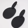 Coated Black Flat Oval Disc Drop Earrings