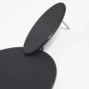 Coated Black Flat Oval Disc Drop Earrings
