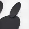 Coated Black Flat Oval Disc Drop Earrings