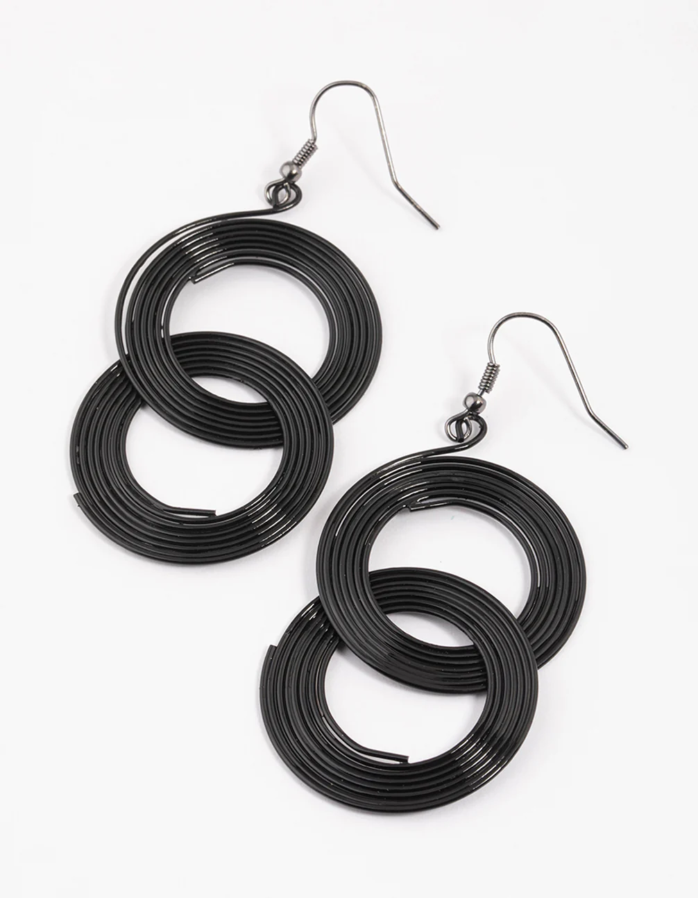 2890-coated-black-linked-coil-drop-earrings-1.webp Coated Black Linked Coil Drop Earrings