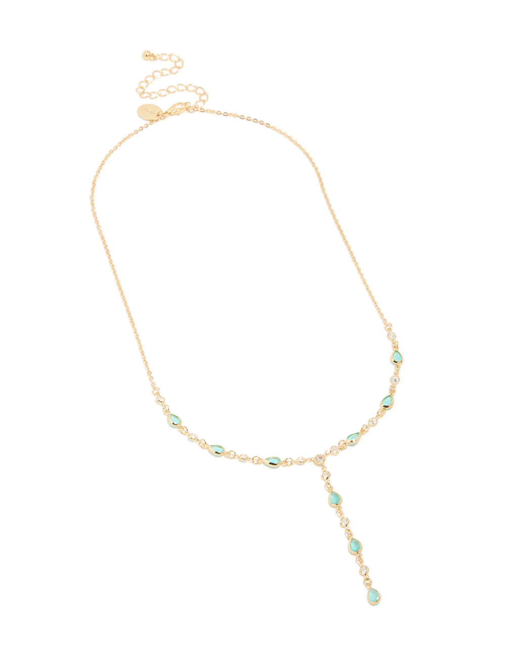290-gold-plated-blue-cubic-zirconia-alternating-oval-y-necklace-4.webp Gold Plated Blue Cubic Zirconia Alternating Oval Y-Necklace