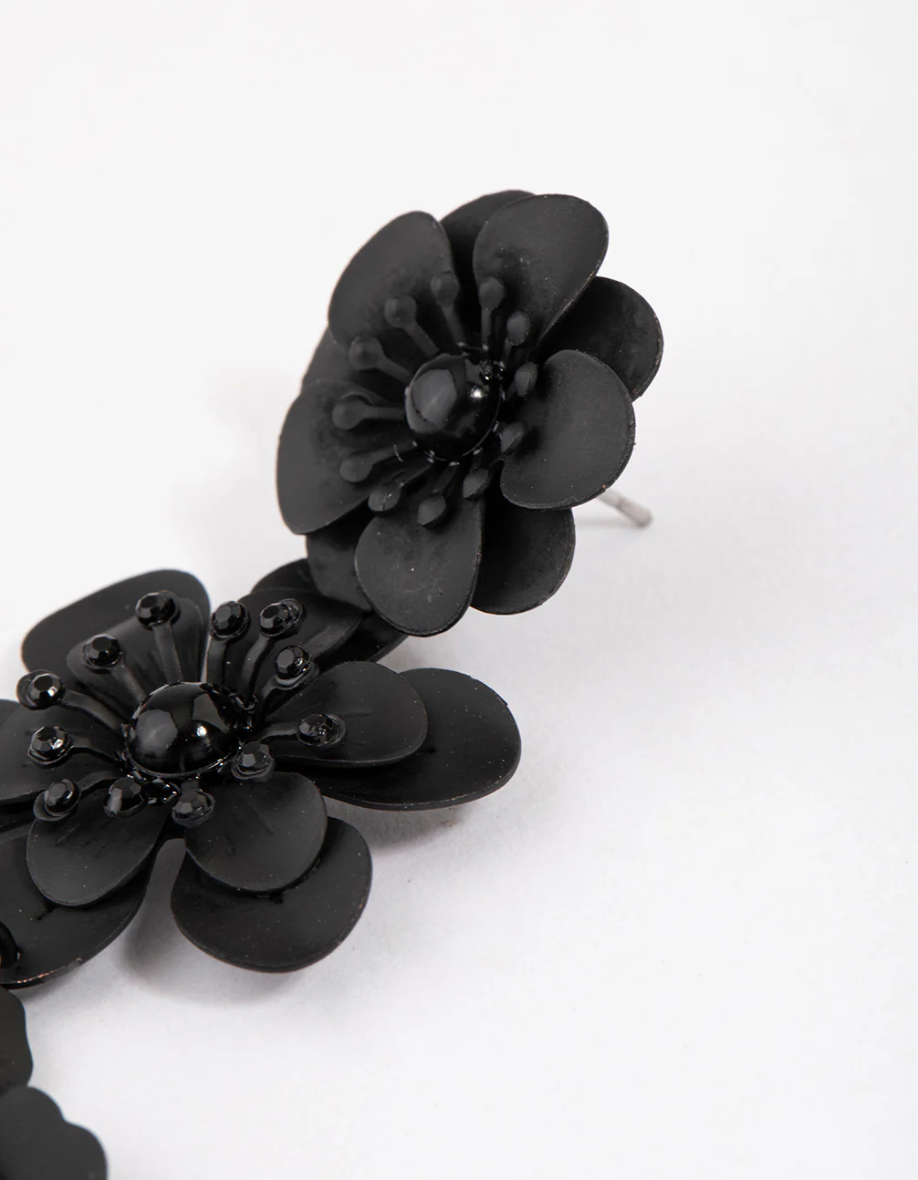2901-coated-black-triple-diamante-flower-drop-earrings-3.webp Coated Black Triple Diamante Flower Drop Earrings