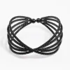 Coated Black Triple Row Criss Cross Cuff Bangle