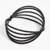 Coated Black Triple Row Criss Cross Cuff Bangle