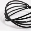 Coated Black Triple Row Criss Cross Cuff Bangle