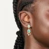 Gold Plated & Blue Cubic Zirconia Stud Drop Earrings