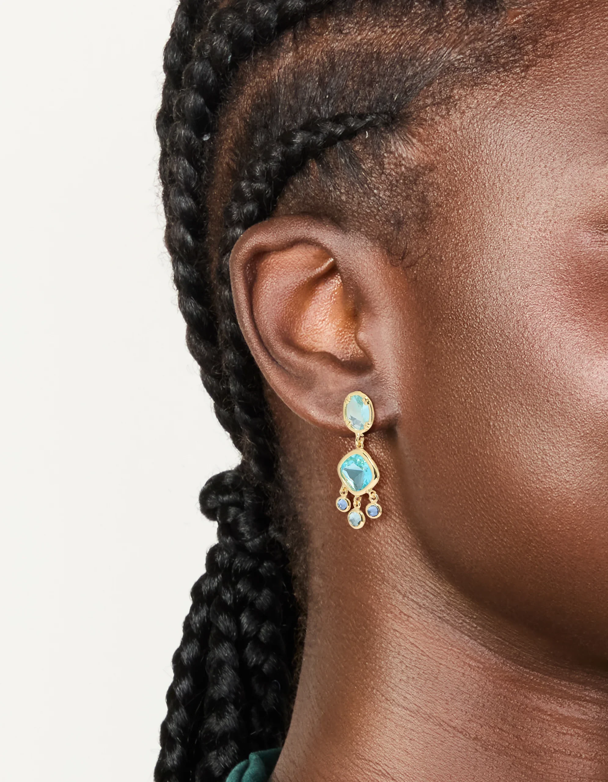 291-gold-plated-blue-cubic-zirconia-stud-drop-earrings-1.webp Gold Plated & Blue Cubic Zirconia Stud Drop Earrings
