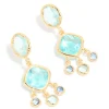 Gold Plated & Blue Cubic Zirconia Stud Drop Earrings
