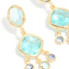 Gold Plated & Blue Cubic Zirconia Stud Drop Earrings