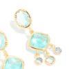 Gold Plated & Blue Cubic Zirconia Stud Drop Earrings