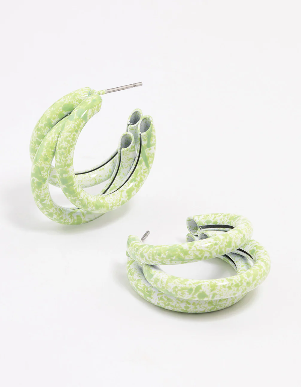 2914-coated-green-trio-marble-hoop-earrings-1.webp Coated Green Trio Marble Hoop Earrings