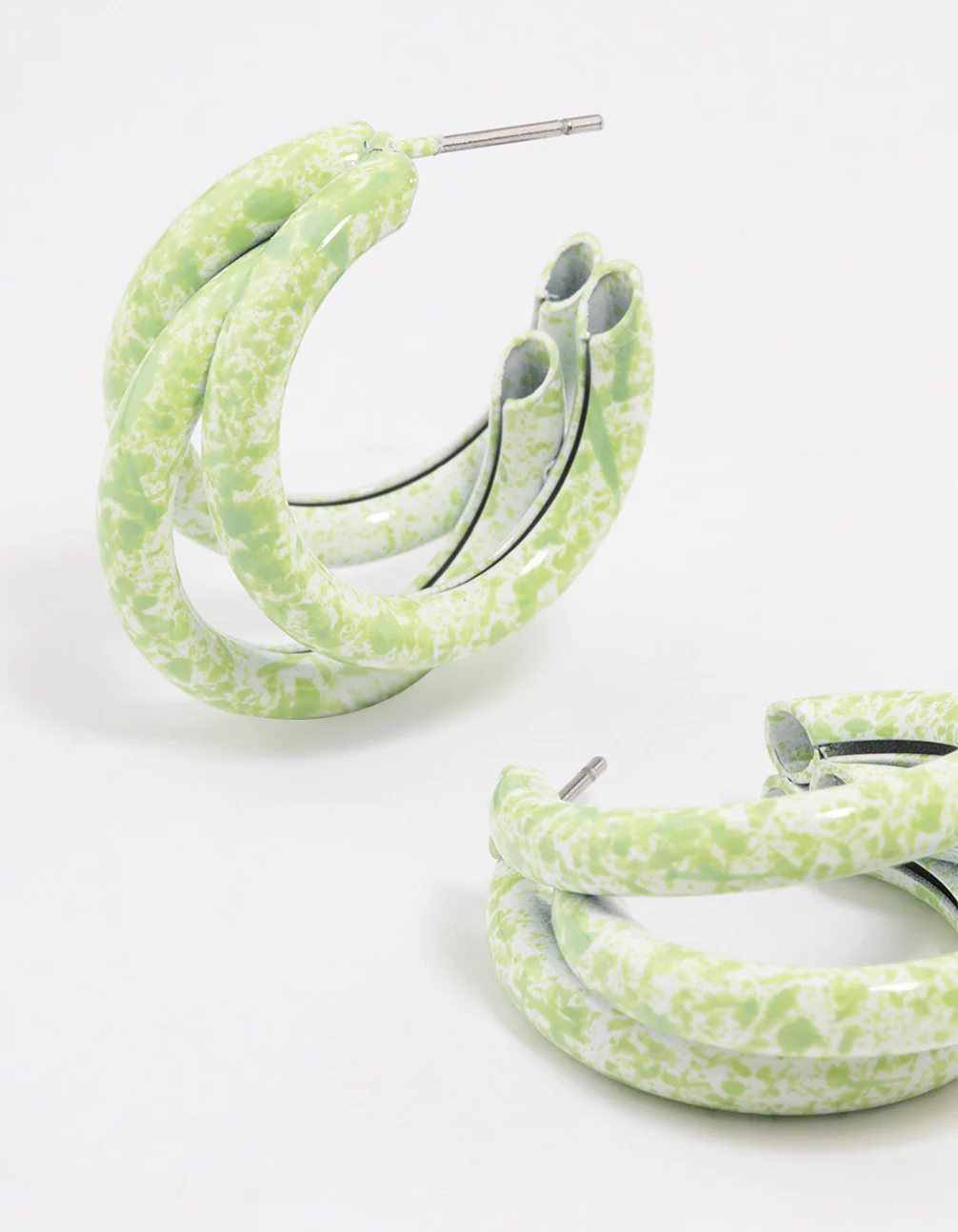 2914-coated-green-trio-marble-hoop-earrings-2.webp Coated Green Trio Marble Hoop Earrings