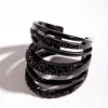 Coated Metal Six Band Diamante Ring