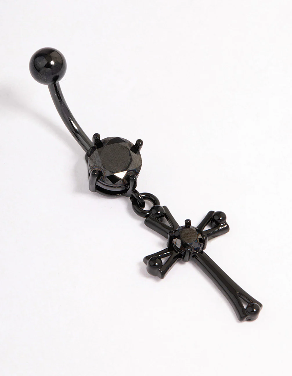 2940-coated-surgical-steel-cubic-zirconia-cross-drop-belly-ring-1.webp Coated Surgical Steel Cubic Zirconia Cross Drop Belly Ring