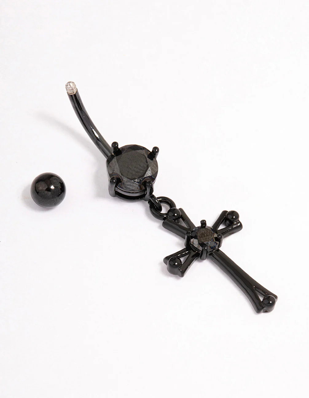2940-coated-surgical-steel-cubic-zirconia-cross-drop-belly-ring-2.webp Coated Surgical Steel Cubic Zirconia Cross Drop Belly Ring