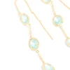 Gold Plated Aqua Cubic Zirconia Thread Through Earrings