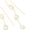 Gold Plated Aqua Cubic Zirconia Thread Through Earrings