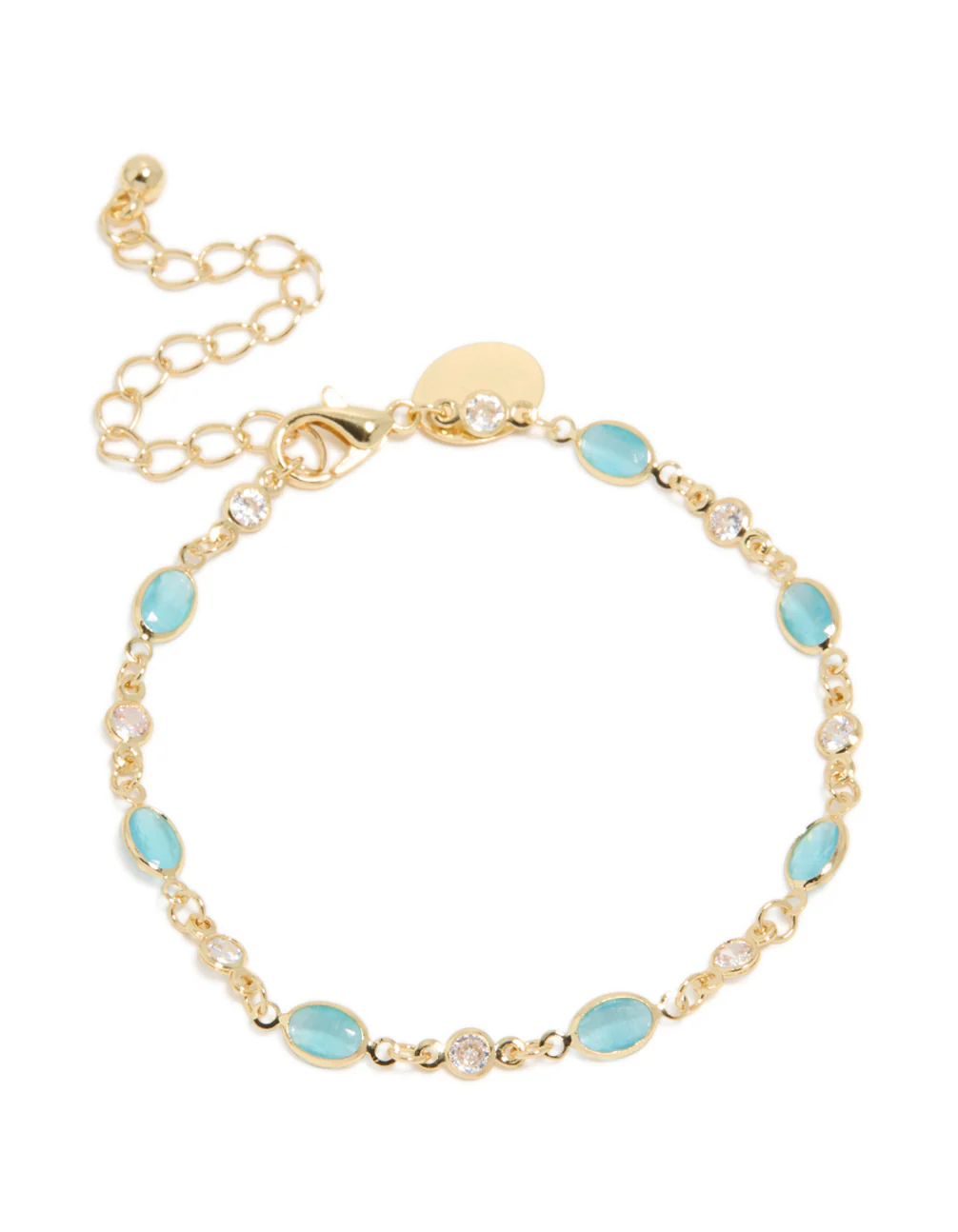 296-gold-plated-blue-clear-cubic-zirconia-oval-bracelet-2.webp Gold Plated Blue & Clear Cubic Zirconia Oval Bracelet
