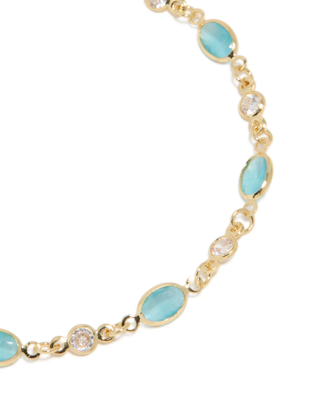 296-gold-plated-blue-clear-cubic-zirconia-oval-bracelet-4.webp Gold Plated Blue & Clear Cubic Zirconia Oval Bracelet