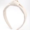2976-cream-fabric-faux-leather-large-knot-headband-1.webp Cream Fabric Faux Leather Large Knot Headband