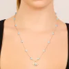 Gold Plated Blue Beaded & Evil Eye Pendant Necklace