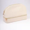 Cream Faux Leather Makeup & Jewellery Case