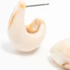 Cream Marble Teardrop Earrings