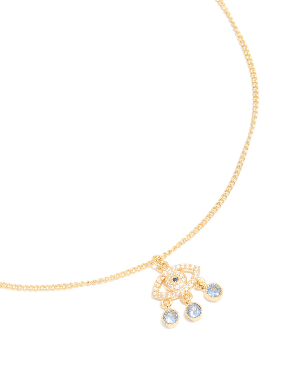 299-gold-plated-blue-cubic-zirconia-evil-eye-pendant-necklace-2.webp Gold Plated Blue Cubic Zirconia Evil Eye Pendant Necklace