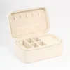 Cream PU Leather Rectangular Layered Jewellery Case