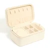Cream PU Leather Rectangular Layered Jewellery Case
