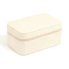 Cream PU Leather Rectangular Layered Jewellery Case
