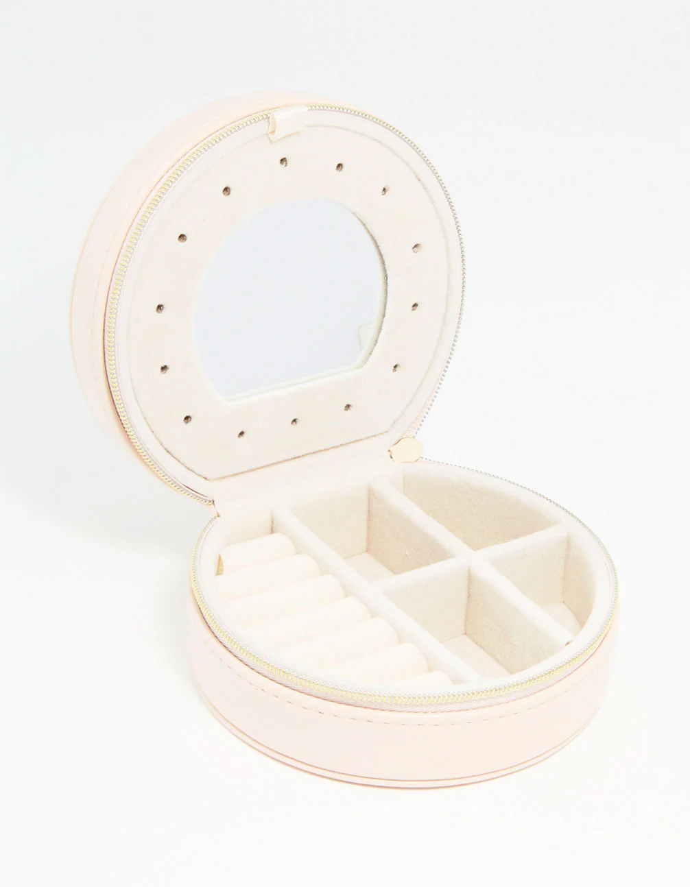 2995-cream-pu-leather-small-round-jewellery-box-1.webp Cream PU Leather Small Round Jewellery Box