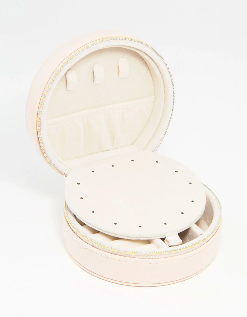 2995-cream-pu-leather-small-round-jewellery-box-3.webp Cream PU Leather Small Round Jewellery Box