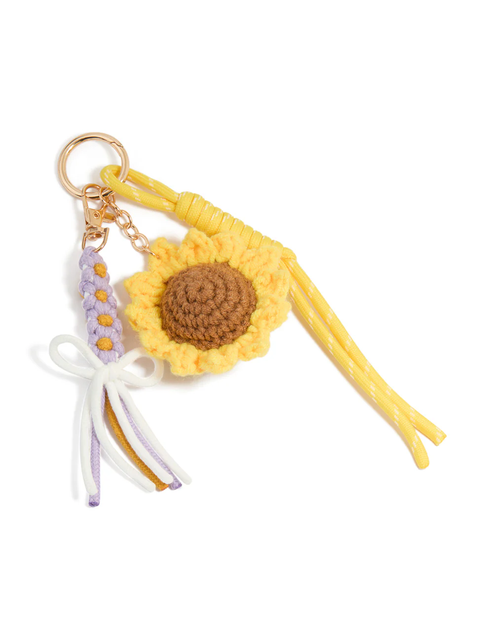 3001-crocheted-sunflower-purple-flowers-key-chain-1.webp Crocheted Sunflower & Purple Flowers Key Chain