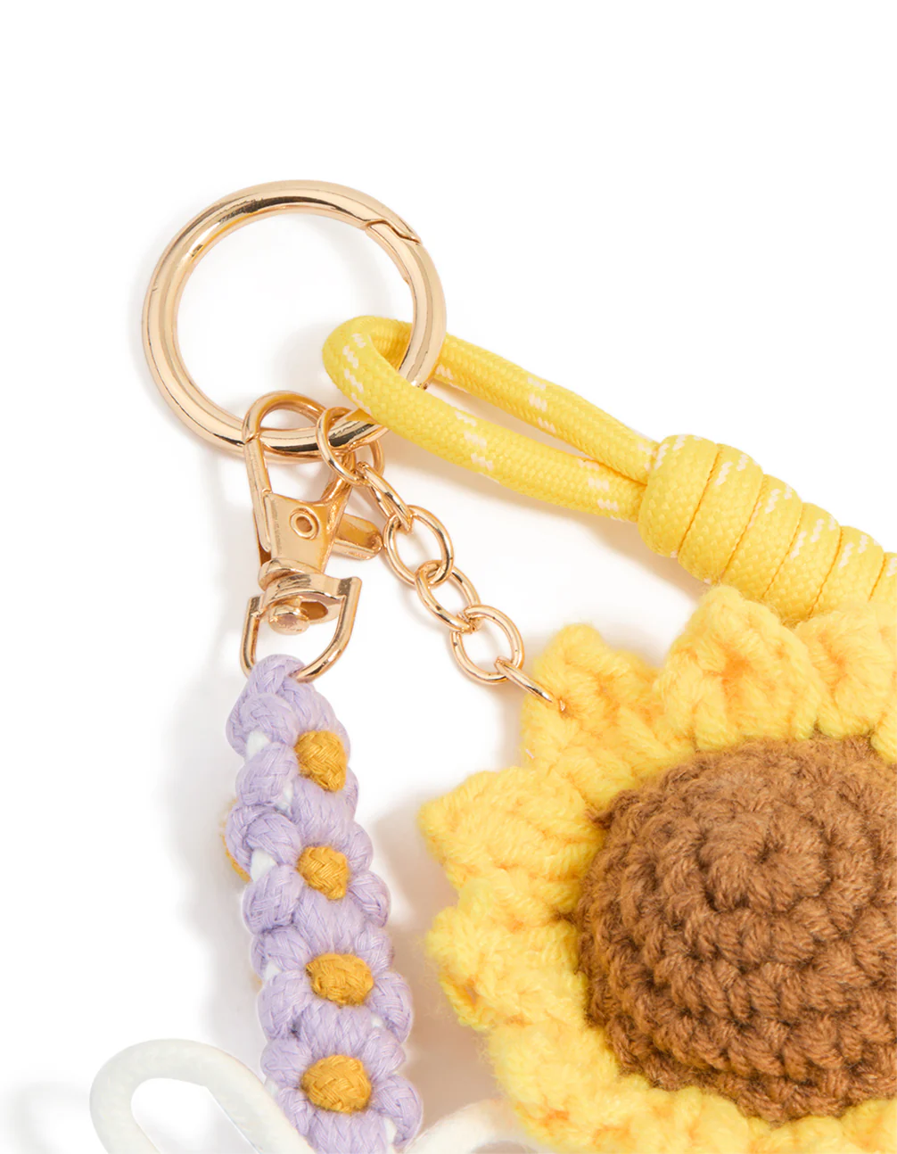 3001-crocheted-sunflower-purple-flowers-key-chain-2.webp Crocheted Sunflower & Purple Flowers Key Chain